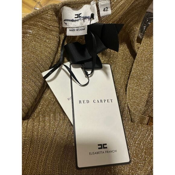 Elisabetta Franchi E. F. Metallic Ribbed Maxi Dress in Gold IT42/US6 $890 - Picture 11 of 11